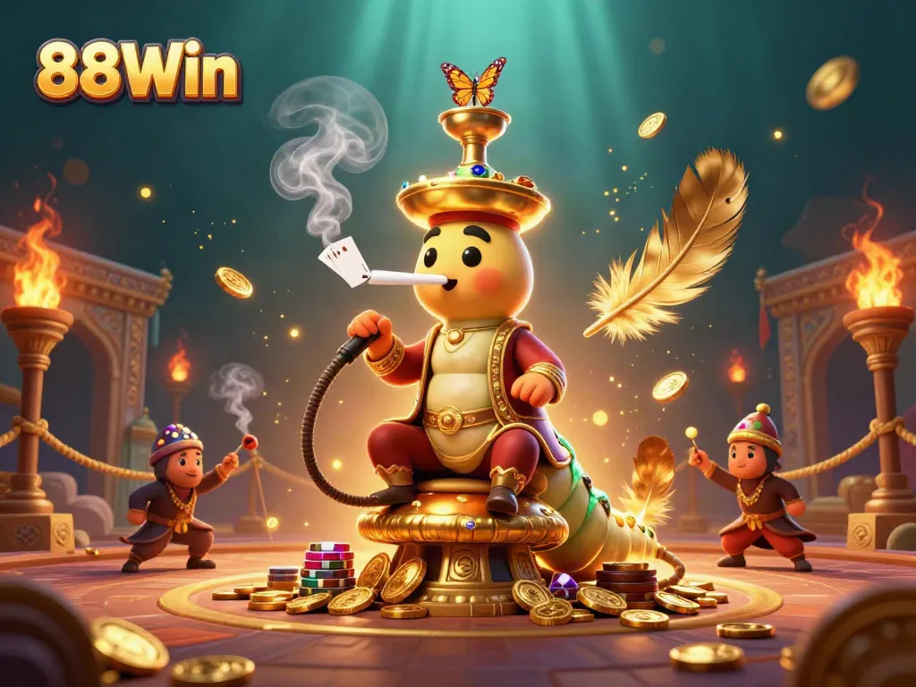 Engage in thrilling games with 88Win, featuring a vibrant 3D casino scene of excitement.
