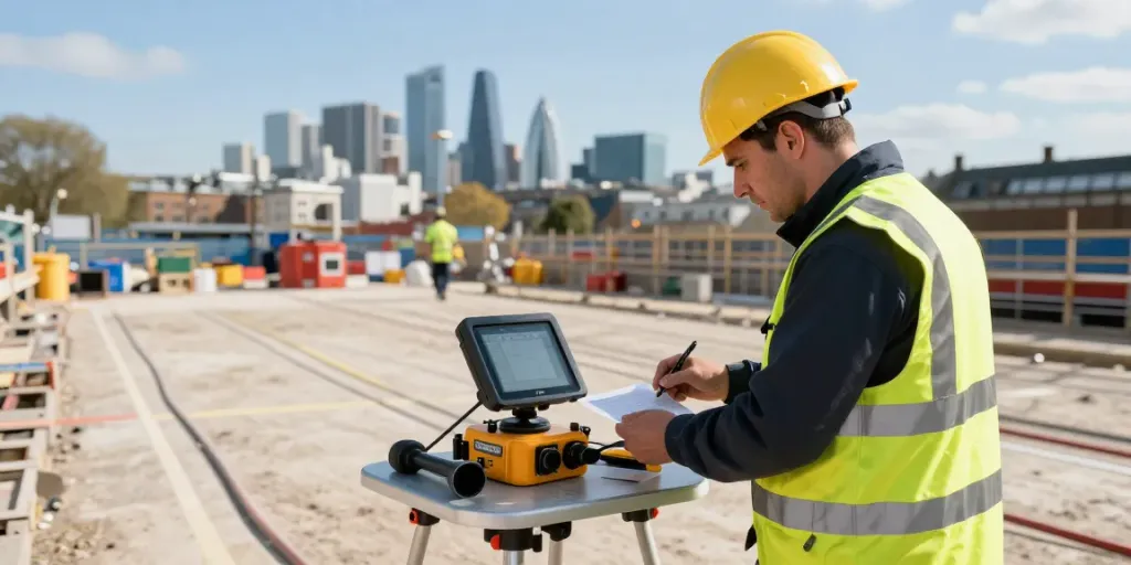 Underground Utility Survey London with surveyor using GPR equipment in urban setting