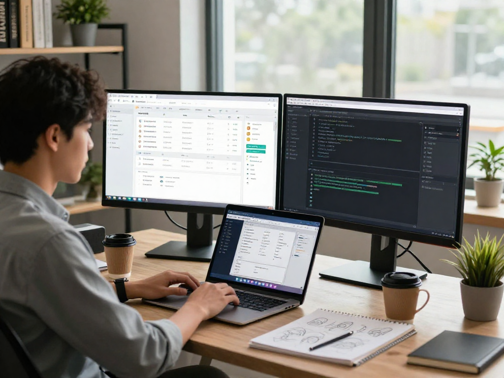 hotel management software in nigeria showcased by a software engineer developing intuitive interfaces in a modern office environment