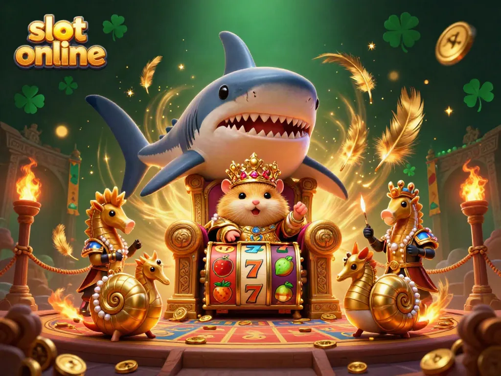 Engage with thrilling slot online action featuring a golden hamster king and lively casino elements