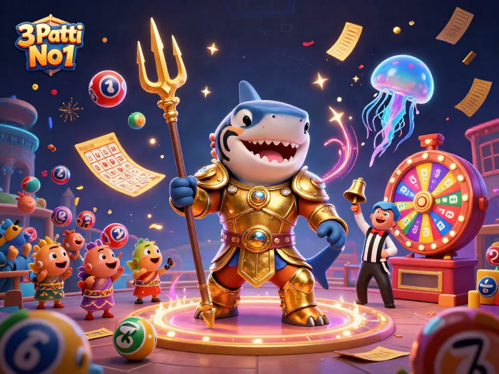 Engage with 3 Patti No1's vibrant underwater casino scene featuring thrilling lottery games and dynamic elements.
