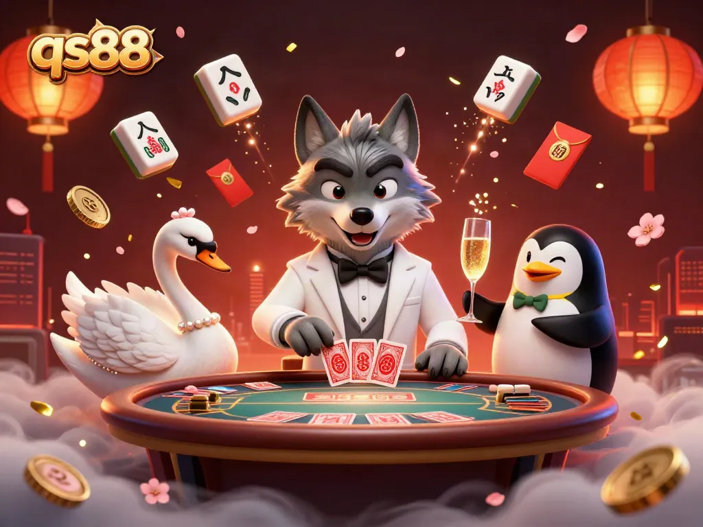 Engage in thrilling casino action with qs88 as a debonair wolf, a graceful swan dealer, and a penguin sommelier.