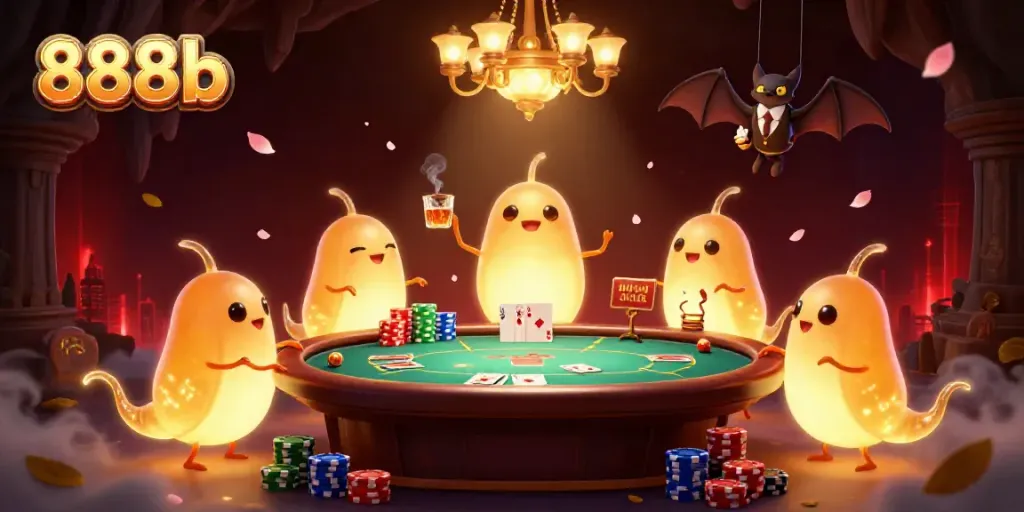 Experience thrill with 888b's lively team of glowworms illuminating a vibrant cave casino.