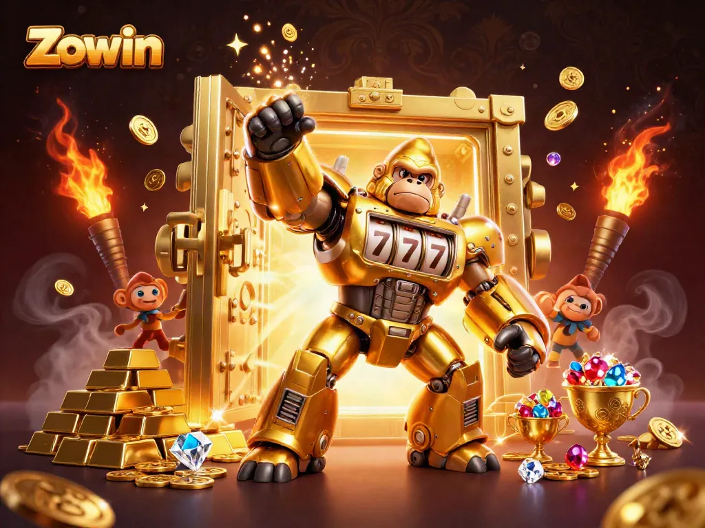 Experience thrilling gameplay with Zowin's vibrant casino adventure featuring dynamic gold elements.