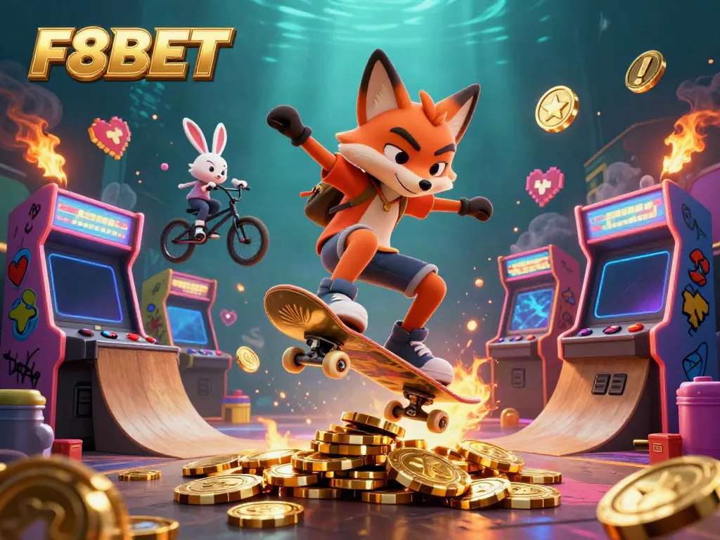 Experience the thrilling energy of F8BET with vibrant characters and dynamic casino elements.