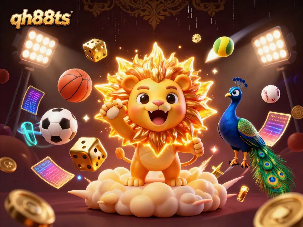 Engage with QH88TS via a vibrant 3D casino illustration showcasing thrilling gaming elements.